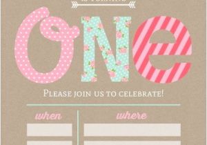 Blank Birthday Invitation Card Template Pink and Mint First Birthday Fill In the Blank Invitation