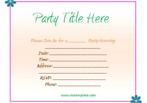 Blank Birthday Invitation Templates for Microsoft Word Free Party Invitation Templates Microsoft Office Templates