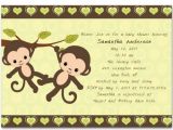 Blank Monkey Baby Shower Invitations Monkey Twins Baby Shower Party Invitations Bs161