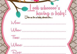 Blank Owl Baby Shower Invitations Owl Girl Baby Shower Invitation Email Me to Costum order