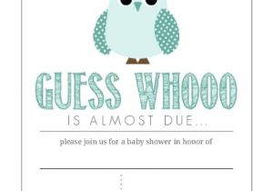 Blank Owl Baby Shower Invitations Teal Blue Owl Fill In the Blank Baby Shower Invitation