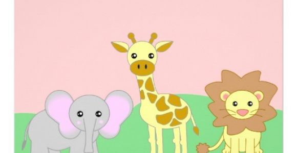 Blank Safari Baby Shower Invitations Jungle Baby Animals Baby Shower Invitations Blank 5" X 7
