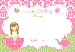 Blank Tea Party Invitation Template Free Printable Tea Party Invitation Template for Girl