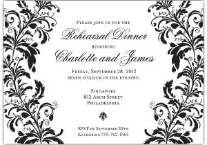 Blank Wedding Invitation Templates Black and White Branches Black On White Rehearsal Dinner Invitations