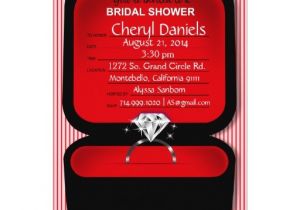 Bling Bridal Shower Invitations Bling Ring Box Bridal Shower Red 5" X 7" Invitation Card