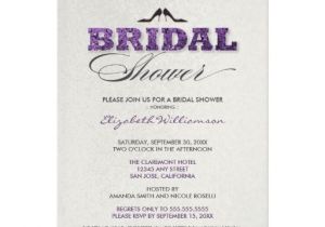 Bling Bridal Shower Invitations Glitter Bling Bridal Shower Invitation Purple