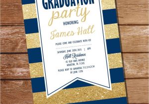 Blue and Gold Graduation Invitations Navy Blue and Gold Graduation Invitation Sunshine Parties