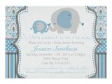 Blue and Gray Elephant Baby Shower Invitations Blue and Gray Elephant Baby Shower Invitation