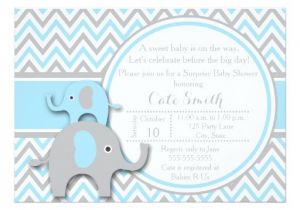 Blue and Gray Elephant Baby Shower Invitations Elephant Baby Shower Invitations Blue and Gray Card