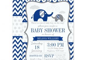 Blue and Gray Elephant Baby Shower Invitations Navy Blue Gray Elephant Baby Shower Invitations Print