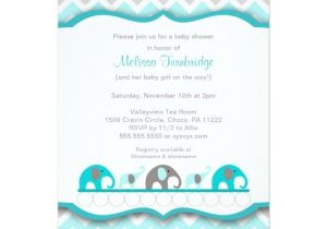 Blue and Gray Elephant Baby Shower Invitations Turquoise Blue & Gray Elephant Baby Shower Invites