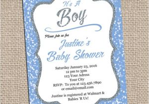 Blue and Silver Baby Shower Invitations Blue and Silver Baby Shower Invitation Printable Invitation
