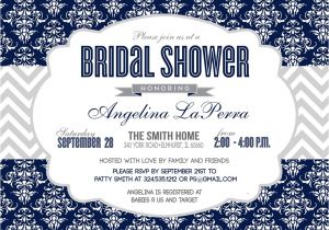 Blue and Silver Baby Shower Invitations Damask Navy Blue & Silver Baby Shower Bridal Shower