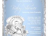 Blue and Silver Baby Shower Invitations Vintage Silver and Blue Baby Boy Shower 5 25×5 25 Square