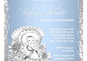 Blue and Silver Baby Shower Invitations Vintage Silver and Blue Baby Boy Shower 5 25×5 25 Square