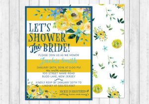 Blue and Yellow Bridal Shower Invitations Bridal Shower Invitation Blue and Yellow Floral Shower