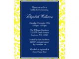 Blue and Yellow Bridal Shower Invitations Navy Blue and Yellow Swirls Damask Bridal Shower