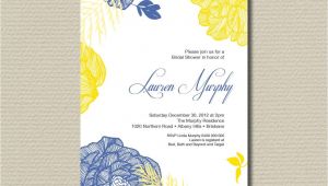 Blue and Yellow Bridal Shower Invitations Printable Bridal Shower Invitation Royal Blue and Yellow