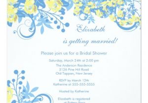 Blue and Yellow Bridal Shower Invitations Spring Floral Bridal Shower Invitation Yellow Blue