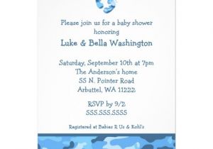 Blue Camo Baby Shower Invitations Camo Blue Baby Feet Shower Invitation 5" X 7" Invitation