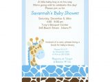 Blue Giraffe Baby Shower Invitations Blue Giraffe Boy Baby Shower Invitation