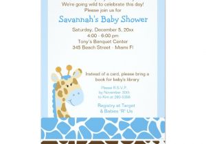 Blue Giraffe Baby Shower Invitations Blue Giraffe Boy Baby Shower Invitation