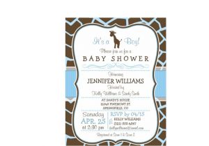 Blue Giraffe Baby Shower Invitations Blue Giraffe Print Boy Baby Shower Invitation Postcard