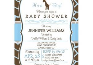 Blue Giraffe Baby Shower Invitations Blue Giraffe Print Boy Baby Shower Invitation Postcard