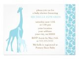 Blue Giraffe Baby Shower Invitations Blue Mom and Baby Giraffe Baby Shower Custom Invitation
