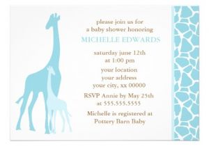 Blue Giraffe Baby Shower Invitations Blue Mom and Baby Giraffe Baby Shower Custom Invitation