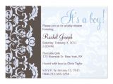 Blue Green Brown Baby Shower Invitations Blue and Brown Damask Baby Shower Invitation