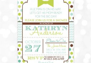 Blue Green Brown Baby Shower Invitations Little Man Baby Shower Invitation Baby Boy Invite Bow Tie