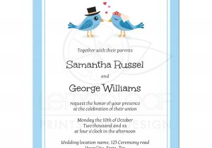 Bluebird Wedding Invitations Cute Wedding Invitation with Bride and Groom Birds