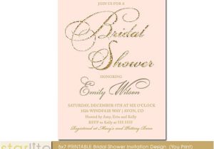 Blush Pink and Gold Bridal Shower Invitations Blush Pink and Gold Glitter Bridal Shower Invitation by