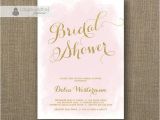 Blush Pink and Gold Bridal Shower Invitations Blush Pink Gold Glitter Bridal Shower Invitation