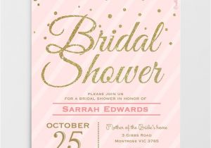 Blush Pink and Gold Bridal Shower Invitations Blush Pink Gold Glitter Bridal Shower Invitations