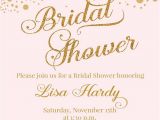Blush Pink and Gold Bridal Shower Invitations Confetti Bridal Shower Invitation Blush Pink Gold Bridal