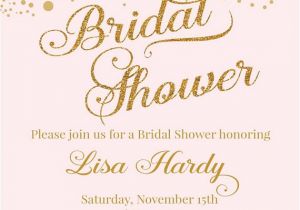Blush Pink and Gold Bridal Shower Invitations Confetti Bridal Shower Invitation Blush Pink Gold Bridal