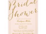 Blush Pink and Gold Bridal Shower Invitations Gold Glitter Blush Pink Bridal Shower Invitation Zazzle