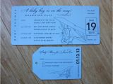 Boarding Pass Baby Shower Invitations Baby Blue & Brown Vintage Airplane Boarding Pass Baby