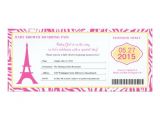 Boarding Pass Baby Shower Invitations Baby Shower Paris Boarding Pass 4" X 9 25" Invitation Card