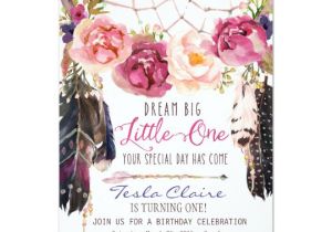 Boho Birthday Invitation Template Free Boho Floral Dreamcatcher Watercolor First Birthday