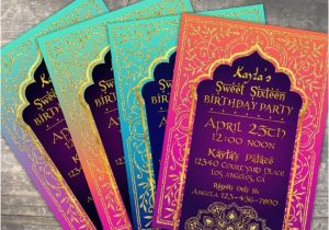 Bollywood Party Invitations Free Arabian Nights Bollywood theme Birthday Invitation Card