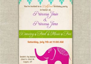 Bollywood theme Party Invitation Card Bollywood themed Birthday Party Invitations Girls Indian