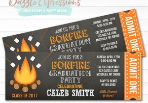 Bonfire Party Invitations Free Printable Bonfire Chalkboard Ticket Graduation Invitation