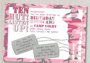 Boot Camp Party Invitations Pink Army Invitation Quot Birthday Bootcamp Quot Birthday Invite