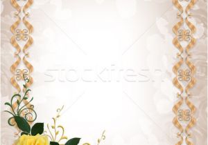 Borders and Frames for Wedding Invitation Wedding Invitation Yellow Roses Gold Border Stock Photo