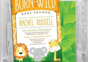 Born to Be Wild Baby Shower Invitations Safari Baby Shower Invitation Jungle Baby Shower