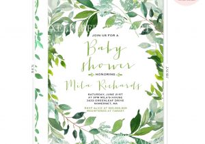 Botanical Baby Shower Invitations Botanical Baby Shower Invitation Green Leaf Baby Shower