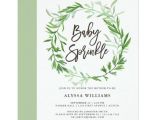 Botanical Baby Shower Invitations Green Botanical Leaves Wreath Baby Sprinkle Invitations